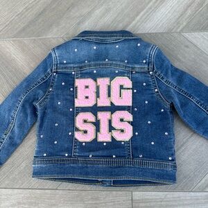 NWT- Big Sis Blue Jean Jacket w/ Rhinestones, Big Sister, Pregnancy Announcement